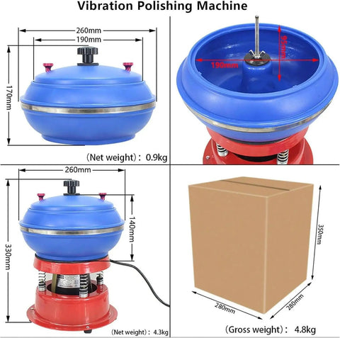 Electric Vibratory Tumbler For Metal Polishing With Three Liter Capacity Fast Spiral Rolling Boss Level Finish dimensions