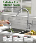 Pull Down Kitchen Faucet With Sprayer, Lead Free, High Arc, Single Handle, Brushed Nickel Finish, in modern kitchen setting