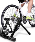 Indoor Bike Trainer Stand For Home Gym With Quiet Fluid Resistance Wheel Fits Road Bikes From 26 To 29 Inches And 700C Compatible