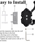 Installation guide for Solid Build Vintage Black Wall Hooks Heavy Duty Coat And Towel Rack with mounting hardware.