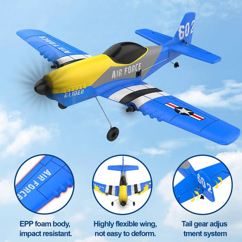 Foam RC Airplane For Beginners With 6 Axis Gyro Stabilizer And 2.4GHz Remote 3 Channel Control Dual Batteries Easy To Fly Toy
