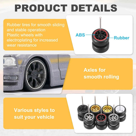 Product details with Four Piece 1 By 64 Scale Wheel And Tire Set With Real Riders Rims And Axles showing smooth operation features.