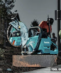 Badass 9 Inch Brushless Cordless Power Cutter With 40V Max Xgt System, diamond blade tool on concrete for demolition.