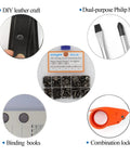 Rock Solid 120 Piece Chicago Screws Assorted Kit With Eight Mixed Screw Rivet Sizes Featuring Phillips Head Gun Metal Finish For Heavy Duty Leather Crafting And Quick Fix Diy Tool Chest Extras