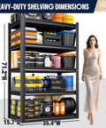 Beefy Heavy Duty Metal Garage Shelving Unit With Five Adjustable Shelves Stands 71.2 Inches Tall, 35.4 Inches Wide, 15.7 Inches Deep For Heavy Load Storage In Garage, Shop, Or Warehouse. 71.2in steel shelf with tools and bins
