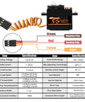 Two Pack 5G Mini Digital RC Servo With Plastic Gear specifications, wiring guide, and connection details for RC devices.