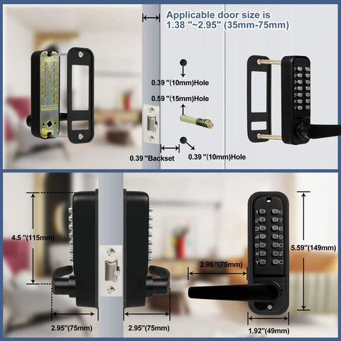 Heavy Duty Slick Double Sided Keypad Door Lock With Adjustable Deadlatch And Keyless Handle For Outside Gate Security Black Finish No Fuss Install For Patio