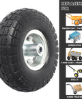 4-Pack 10-Inch Solid Rubber Tire Wheels Replacement 4.10/3.50-4 No Flat With 5/8 Bearings And 2.2 Inch Offset Hub