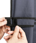 Portable Closet Wardrobe Organizer With Dustproof Cover Freestanding Storage Rack Hella Spacious Clothes Armoire For Dorm Or Apartment Straight Up Easy Pop Up Build Grey showing hands fastening zipper cover detail.