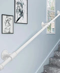 Tough As Nails 14ft Wall Mount Grab Rail And Stair Safety Railing For Home And Deck Use In Clean White Finish on a staircase.