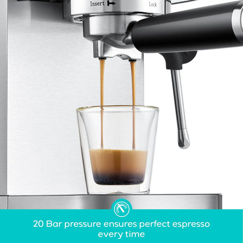 Essential Espresso Machine With 20 Bar Pressure, Stainless Steel Build, Milk Frother For Home Use brewing coffee shot