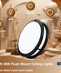 12 Inch Dimmable LED Ceiling Light Two Pack with 5CCT Adjustable Color Temperature 2700K 3000K 4000K 5000K 6500K 36W Black Modern Ceiling Fixture