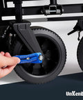 Hand using Gen2 Bolt Size Finder Tool Keychain Gauge For Bolts And Nuts Heads SAE Five Thirty-Second To One Inch And Metric