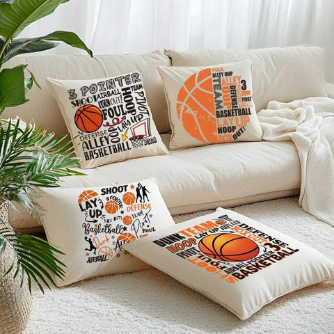 Basketball iron on transfer patches set four designs for kids teens shirts hoodies jackets ready to press on throw pillows