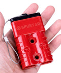 Heavy Duty Battery Quick Connect Disconnect Kit 175 Amp 12 To 36V 1/0 AWG Red 4 Pack For Winches Trailers And Electrical Equipment Fast Easy Power Connection And Disconnection red connector in hand