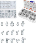 Do-It-All 270-Piece Grease Fittings Kit with SAE and Metric threads, zerks, adapters, organized in labeled compartments.