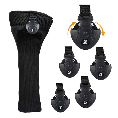 Durable Dope Neoprene Golf Club Head Covers Set For Driver And Fairway Woods With Long Neck Mesh Outer Layer And Cushion Sponge