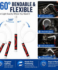 Super Bright Flexible LED Light Stick 30 Inch Bendable Work Light With 1200 Lumens And 360 Degree Neck Rechargeable IPX6 Waterproof