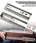 Two Pack 5 Inch Full Extension Drawer Slides 225mm Long 35mm Wide Cold Rolled Steel Rails With No Tools DIY Install