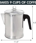 Aluminum Stovetop Percolator Coffee Maker Delivers Rich Flavor In Minutes 9 Cup Durable Silver Finish
