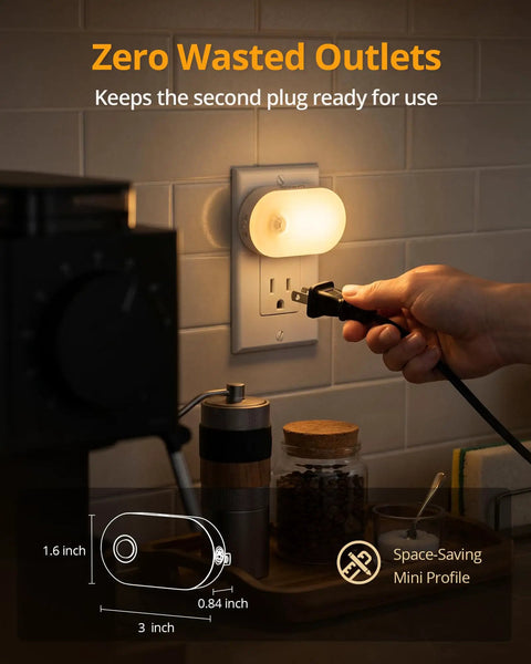 Plug In Night Light With Motion Sensor, Stepless Brightness From 1 To 120 Lumens, easy installation in kitchen outlet