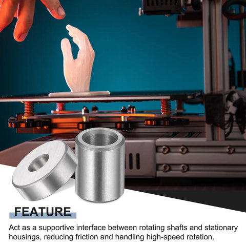 Slick Rolling Pack Of Eight Oilless Sleeve Bearings 5mm Bore By 7mm Outside Diameter X 20mm Length Aisi 52100 Steel Bushings shown on a 3D printer.