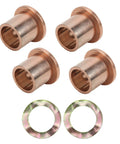 Heavy Duty King Pin Steering Knuckle Bushing Kit With Flanged Spindle Bushing Ready Drop Installation For Precedent Gas 2004 Plus Direct Swap Rock Solid Bronze Build featuring four bronze bushings and two flanged washers.