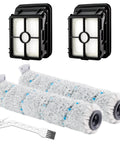 Two replacement filters, two brush rolls, and cleaning tool for Bissell CrossWave Cordless Max.