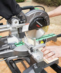 Pro Grade Miter Saw With Eight And A Half Inch Blade And Linear Ball Bearing Slide System For Ultra Smooth Accurate Cuts