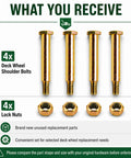 4 deck wheel shoulder bolts and 4 lock nuts for Quick Fix No Sweat Heavy Duty Deck Wheel Shoulder Bolts With Lock Nuts Solid Lawn Mower Repair Replaces 193406 137644 Fits Cub Cadet And Walk Behind Mowers.