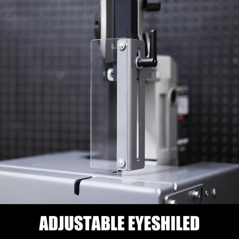Adjustable eyeshield on 10 Amp Variable Speed Metal Band Saw With Large Workbench, 5 Inch Cutting Capacity And Adjustable Speed From 137 To 472 FPM