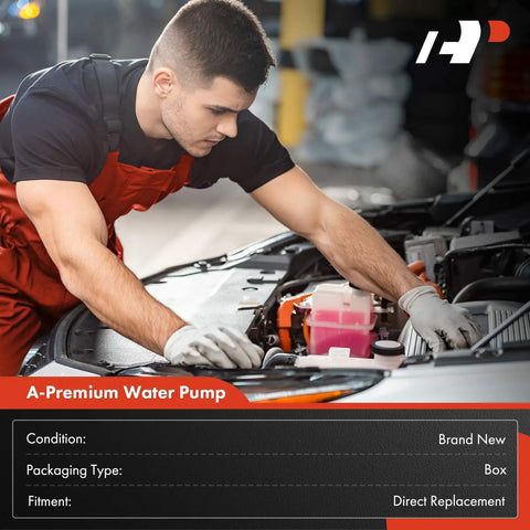 Mechanic installing Engine Water Pump With Gasket For Chevy Colorado Trailblazer GMC Canyon Envoy Hummer H3 Isuzu Ascender Bravada Rainier 9 7X DoHC Replacement Part Seal Kit Included For Quick Install And Long Lasting Performance under the hood of a car.