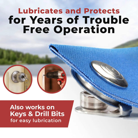 Snap Stick Zipper And Snap Lubricant for Easy Zippers And Snaps, White Quick Glide Formula Keeps Gear Moving, No More Sticks, Easy Apply On Bags, Jackets, Outdoor Gear And Boats. Close-up of blue snap on fabric