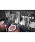 Hella Quiet And Super Spacious Top Control Dishwasher With Plastic Interior And Dry Boost featuring clean glasses and bowls in third rack.