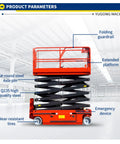 Heavy Duty Hydraulic Scissor Lift Cart With Adjustable Height Work Platform For Industrial Hubs And Pro Crews, showing features in an industrial setting.