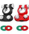 Beefy Battery Terminal Connectors with Anticorrosion Washers in black and red, durable aluminum alloy for cars, trucks, boats, RVs.