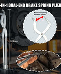 3-in-1 dual-end brake spring pliers, part of the 16Piece Drum Brake Tool Kit Pro Grade with spring installer and remover