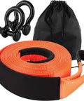 Beefy Heavy Duty Tow Strap Recovery Kit 30 Ft With 35000 Lbs Break Strength, Three Quarter Inch D Ring Shackles And Storage Bag