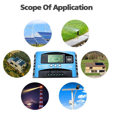 30A Solar Charge Controller PWM 12V 24V Auto Detect Regulator With Adjustable LCD Display Dual USB Ports And Timer MPPT Compatible with grid applications
