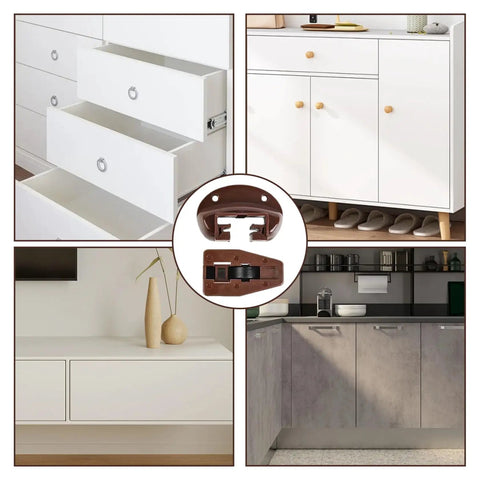Collage with 5 Pack Heavy Duty Drawer Slides with Plastic Guides, Metal Backplates and Rollers in various furniture