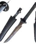 Full Tang Carbon Steel Machete Sword With Leather Sheath For Practice And Outdoor Use Twenty Point Five Inch Blade Built Tough