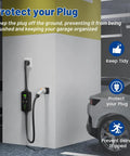 Built Tough SAE J1772 EV Charger Holder And Nozzle Holster Dock Wall Mount For Electric Vehicle Cable Hanger in garage.