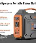 Portable Solar Generator 300W Power Station With Foldable 60W Solar Panel And 280Wh Battery Pack, visible outputs and sockets
