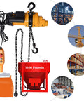 Shop Ready 1300W Electric Chain Hoist Hauls 1100 Pounds Without Breaking A Sweat Featuring IP55 Aluminum Housing And Wired Pendant Control For Cranking Massive Rig Loads Smoothly, showing hoist with control pendant and load.