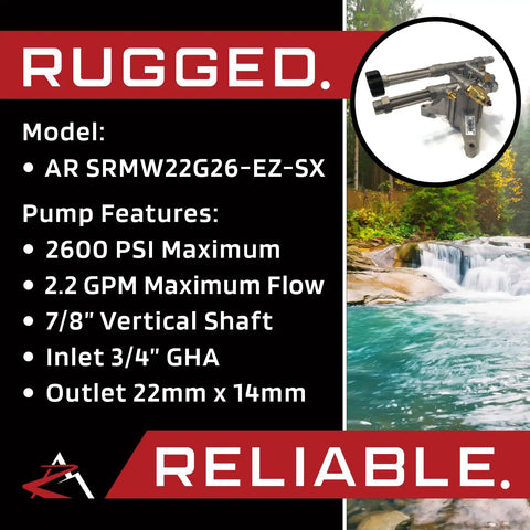 AR 2600 Psi Power Pressure Washer Water Pump Replacement Fits Troy-Bilt 020240 020240-0 Seven-Eighths Inch Shaft
