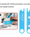 Quick Automatic Needle Threader For Sewing Machine 3 In 1 Multitool with built-in ruler and seam guide in use