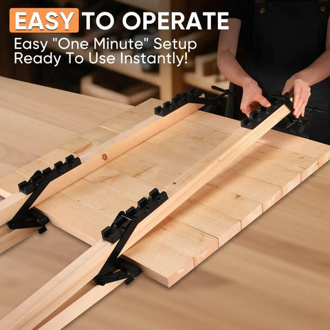 Heavy Duty Four Way Pressure Panel Clamps Deliver Boss Level Grip For No Sweat Setup On Any Woodworking Project Keeping Tabletop Seam Gluing Hella Secure Always 2 Pack with easy one minute setup.