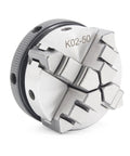 K02 50mm Mini Lathe Chuck 4 Jaw Self Centering M14 Thread Mount for CNC Router Engraver Milling Machine, front view.