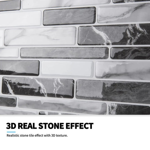 10 Sheet Peel And Stick Backsplash Tiles 12 By 12 Inches Dark Grey Marble Design