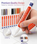 Close-up of hand using Grout Repair Paint Pen Waterproof Tile Grout Marker for Ceramic Tile Lines, showing precision tip and colors.